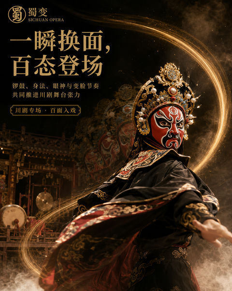 蜀变之魂：一瞬换面百态登场 - AI图片提示词示例