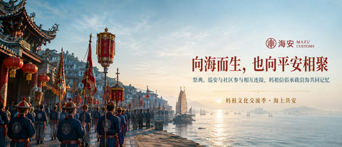 妈祖信俗海港礼俗超宽品牌主视觉 - AI图片提示词示例