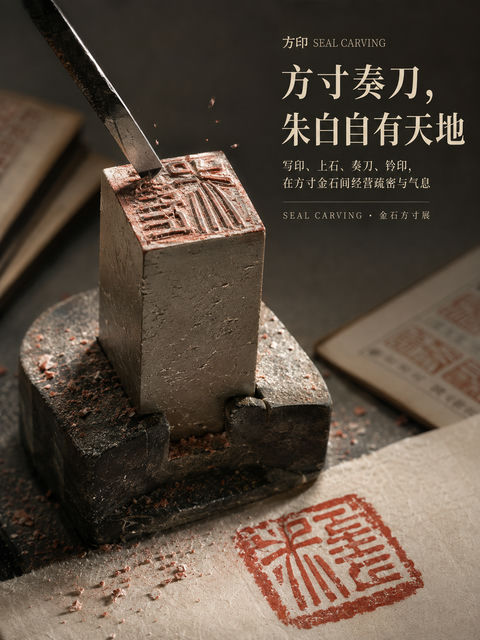 方寸金石奏刀鸣，朱白天地自成章 - AI图片提示词示例