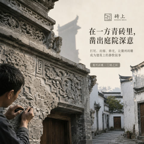 徽州砖雕非遗品牌视觉大片 - AI图片提示词示例