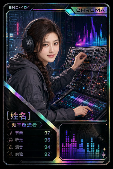赛博朋克频率塑造者限定收藏卡 - AI图片提示词示例