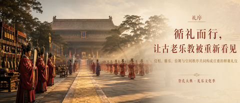 礼序乾坤：祭孔大典超宽大屏视觉海报 - AI图片提示词示例