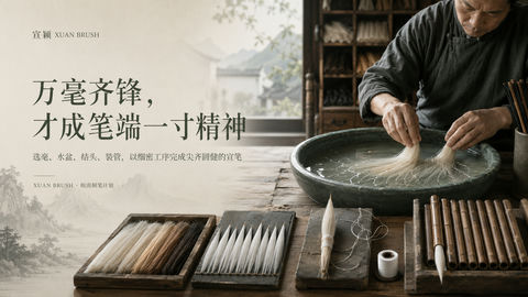 万毫齐锋：宣颖品牌官网首屏视觉大片 - AI图片提示词示例