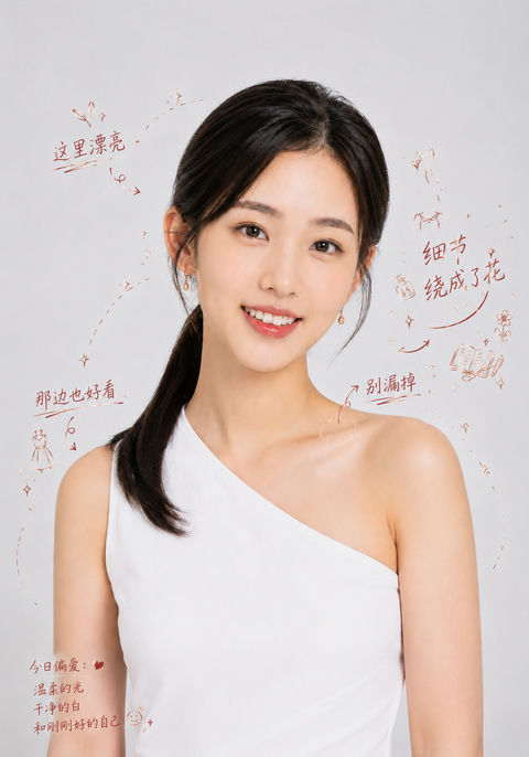 玫瑰金手写手账风精细艺术修饰 - AI图片提示词示例