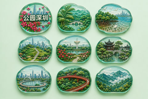 深圳生态花园城市九宫格冰箱贴全集 - AI图片提示词示例