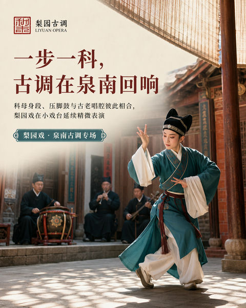 泉州梨园戏古调传承品牌海报 - AI图片提示词示例