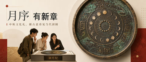 青铜月影：铜月纪中秋文创商业海报设计 - AI图片提示词示例