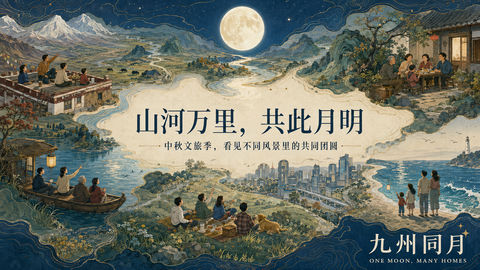 九州同月：山河万里共明月 - AI图片提示词示例