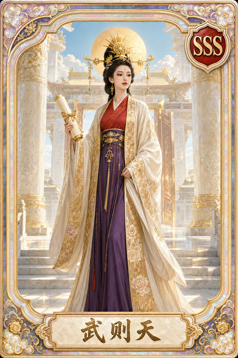 SSS典藏系列：大唐女皇武则天人物卡 - AI图片提示词示例