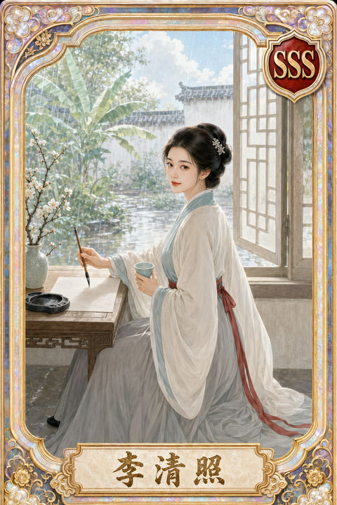 易安才情：SSS级典藏李清照春雨画卷 - AI图片提示词示例