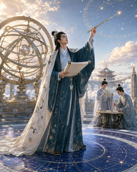 北辰星君：东方天宫观星台之秘 - AI图片提示词示例