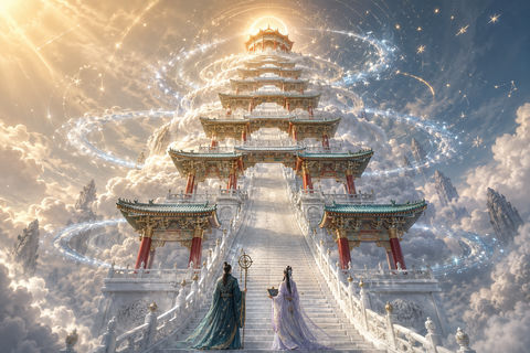 星阶入天：二十八宿门的东方神话幻境 - AI图片提示词示例