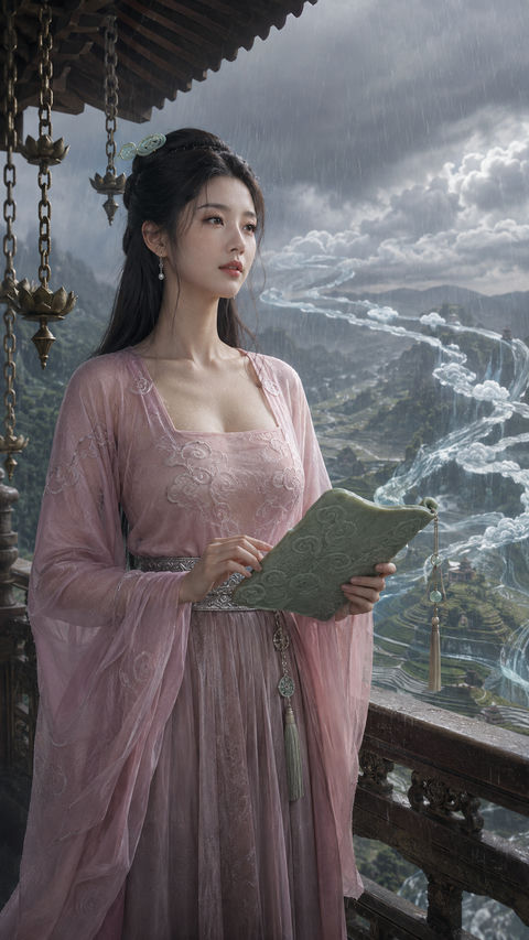 司雨台云册女官：唐风幻想仙朝之美 - AI图片提示词示例