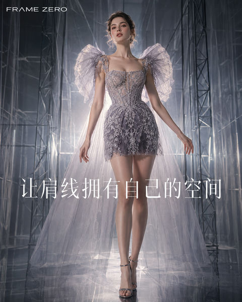 浮空肩线高定夏日时尚品牌大片 - AI图片提示词示例
