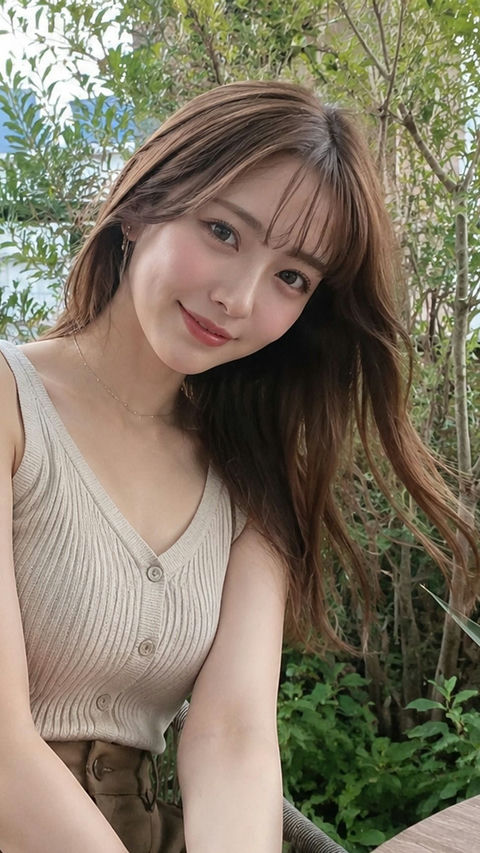 阳台藤椅上的都市女性人像 - AI图片提示词示例