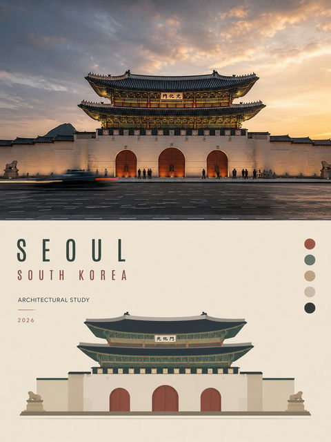 高端极简城市旅游海报设计 - AI图片提示词示例