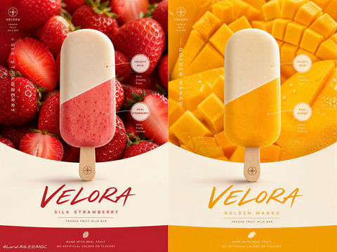 VELORA高端极简冰淇淋海报提示词 - AI图片提示词示例