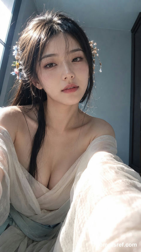 一张女生的自拍照 - AI图片提示词示例