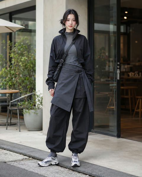 和服腰封层叠机能风穿搭 - AI图片提示词示例