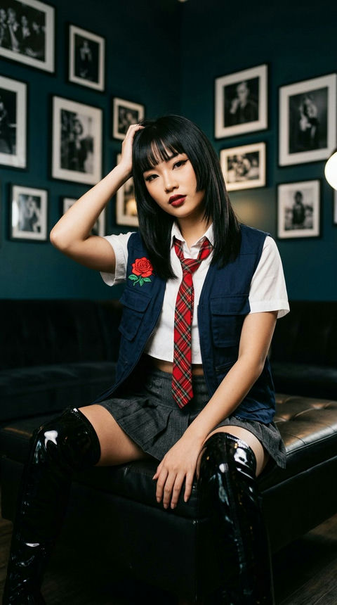 姬发式东亚女性时尚肖像Kpop风格 - AI图片提示词示例