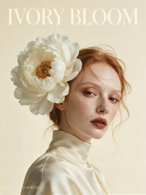 IVORY BLOOM 奢侈时尚高定海报 - AI图片提示词示例