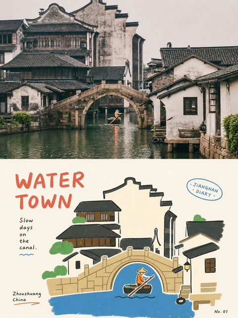 摄影与韩式插画组合设计海报 - AI图片提示词示例