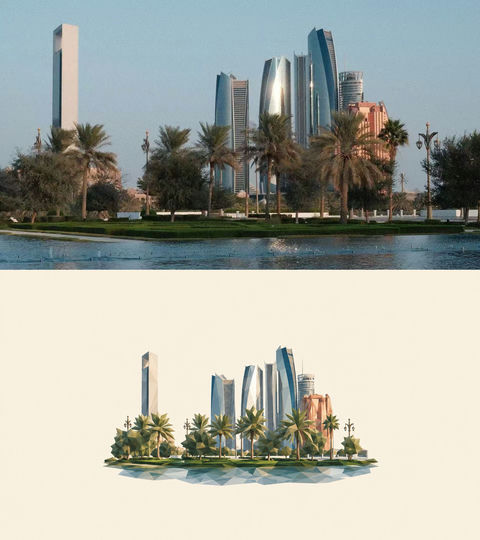 极简低多边形社论风格插画转换 - AI图片提示词示例