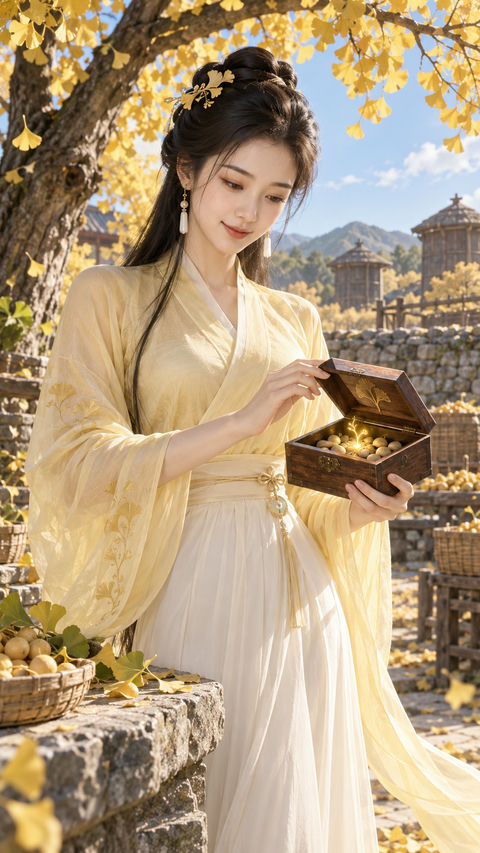 盛唐幻境银杏苑秋实典藏官仙姿 - AI图片提示词示例