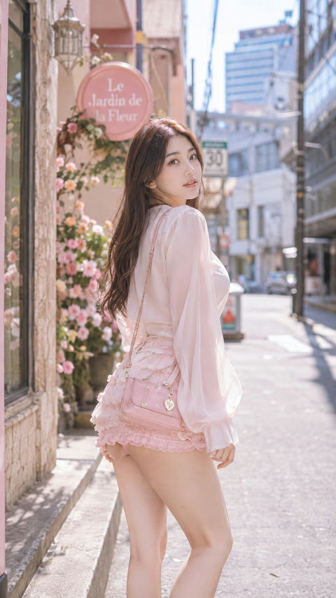 日本街头时尚清新女性写实摄影人像 - AI图片提示词示例