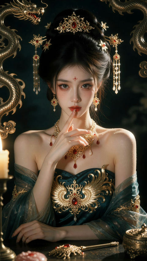 东方神话超写实古装电影定妆照 - AI图片提示词示例