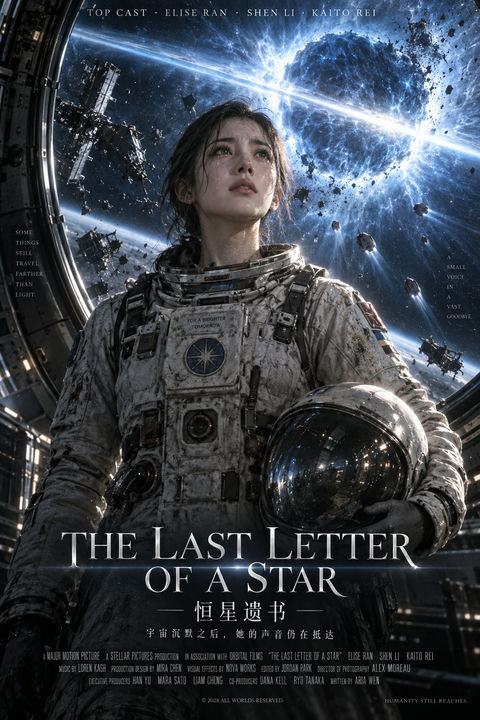 恒星遗书：蓝星坍缩下的史诗级科幻海报 - AI图片提示词示例