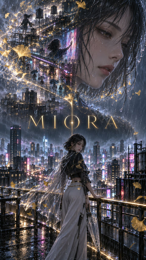 雨停之前：MIORA都市幻影海报 - AI图片提示词示例