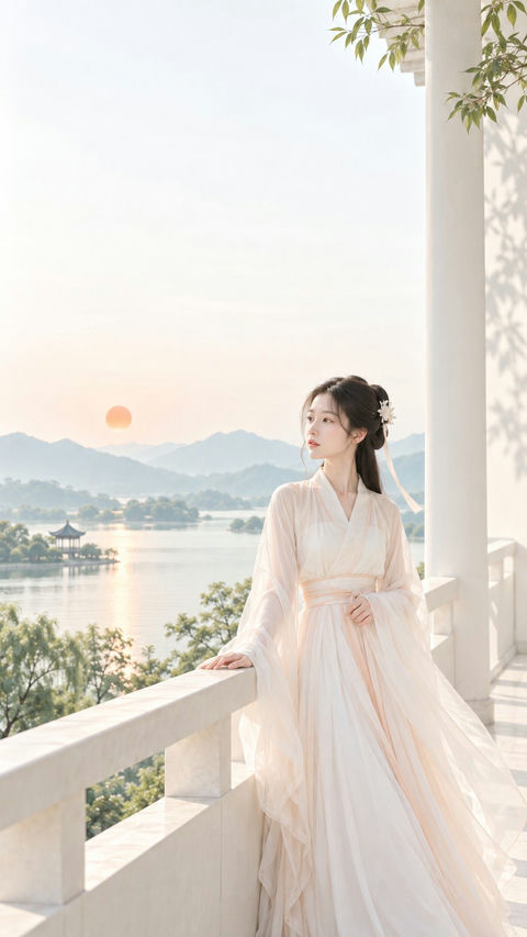 东方禅意极简女性审美封面海报 - AI图片提示词示例