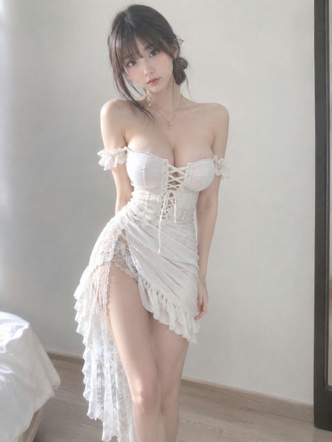 超写实日系柔光白裙人像摄影 - AI图片提示词示例