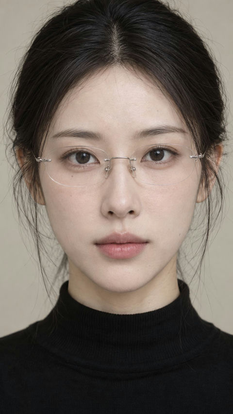 真实东方理性聪慧女性特写肖像 - AI图片提示词示例
