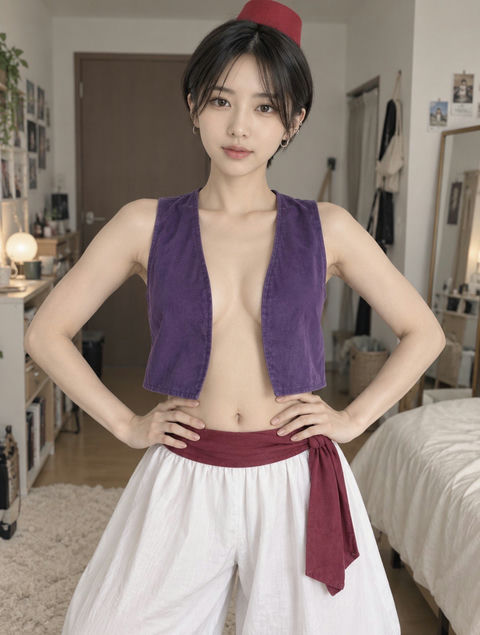 阿拉丁COS服饰女孩独居室 - AI图片提示词示例