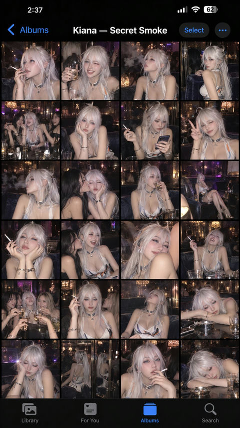 写实iPhone夜生活相册网格 - AI图片提示词示例