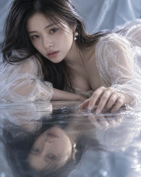 写实梦感安静克制编辑感东亚女性人像 - AI图片提示词示例
