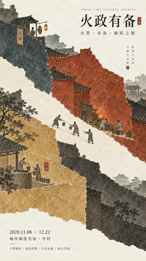现代东方纸纤维美学历史文化海报 - AI图片提示词示例