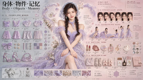 身体与记忆的解构：3D超写实私人对象海报 - AI图片提示词示例