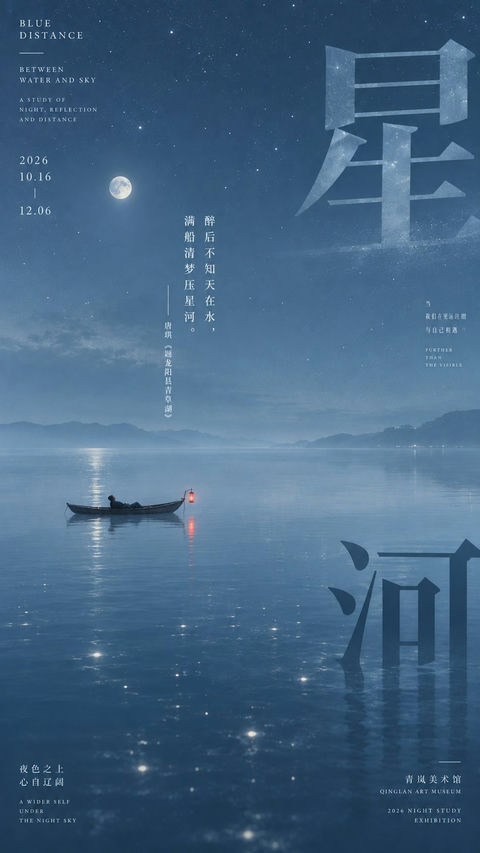 东方现代诗境视觉海报设计提示词 - AI图片提示词示例