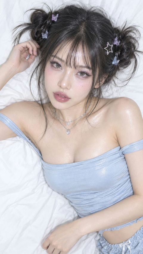 千禧复古日杂风亚裔女性时尚写真 - AI图片提示词示例