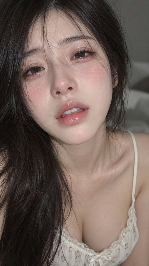 真实纪实风睡裙少女特写 - AI图片提示词示例