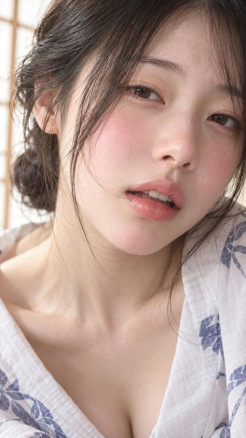 浴衣日本少女近景人像摄影 - AI图片提示词示例