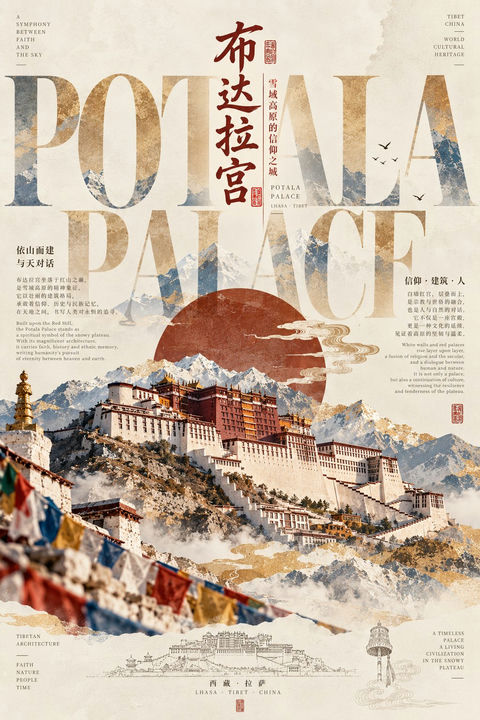 极简主义建筑艺术海报设计 - AI图片提示词示例