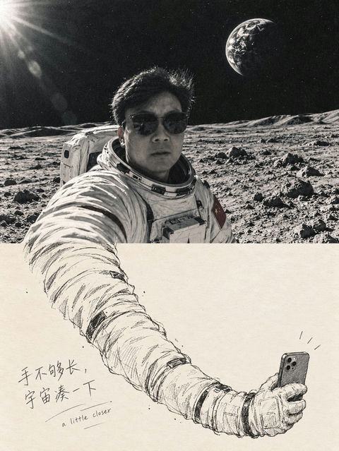 第二世界照片延伸创意海报提示词 - AI图片提示词示例