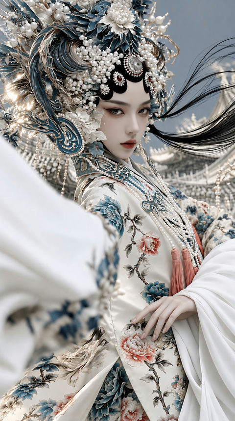 极美东亚皇室戏曲女神 - AI图片提示词示例