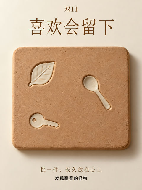 陶板上的时光印记：喜欢会留下 - AI图片提示词示例