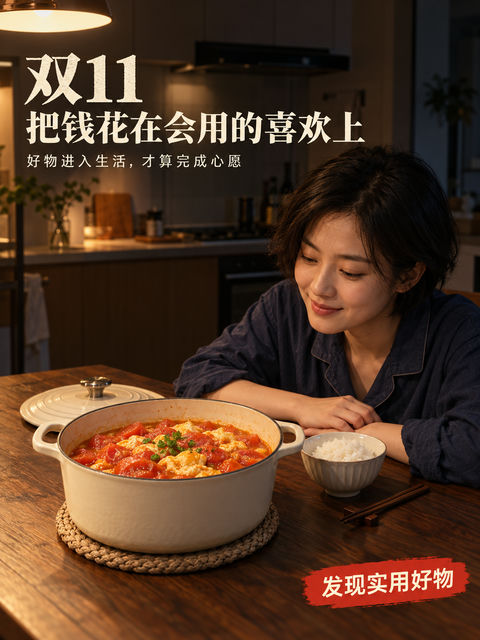 深夜食堂的温柔：双11独居治愈海报 - AI图片提示词示例