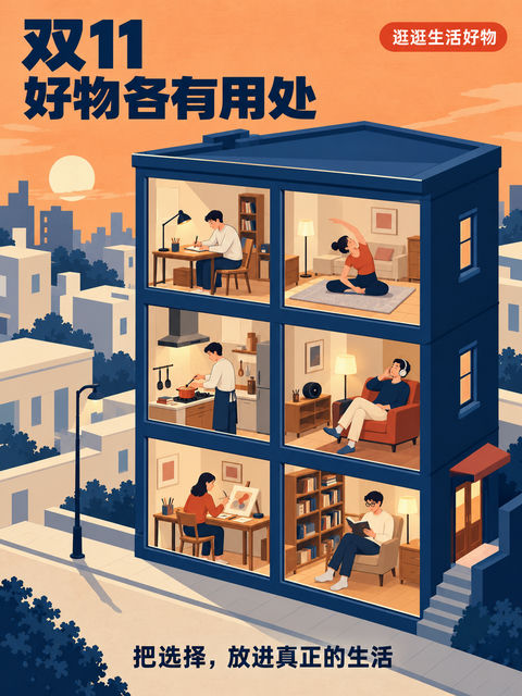 等距视角下的双11理想生活图鉴 - AI图片提示词示例